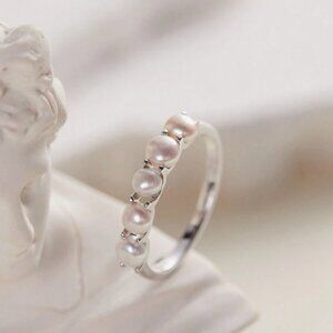 925 Sterling Silver Elegant Natural Pearl Ring New